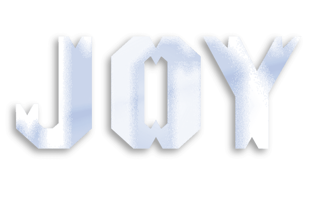 Christmas Transparent Joy Text in Blue Gradient Art Style