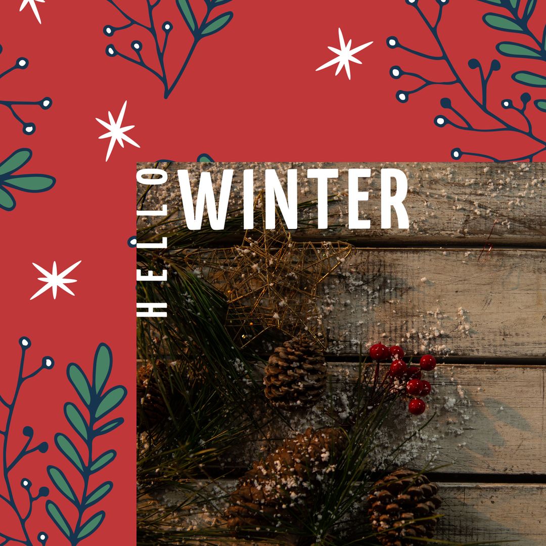 Festive Hello Winter Greeting with Pine Cones