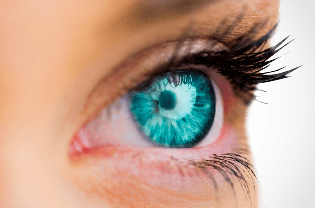 Close-Up of Blue Eye with Long Lashes on Transparent Background