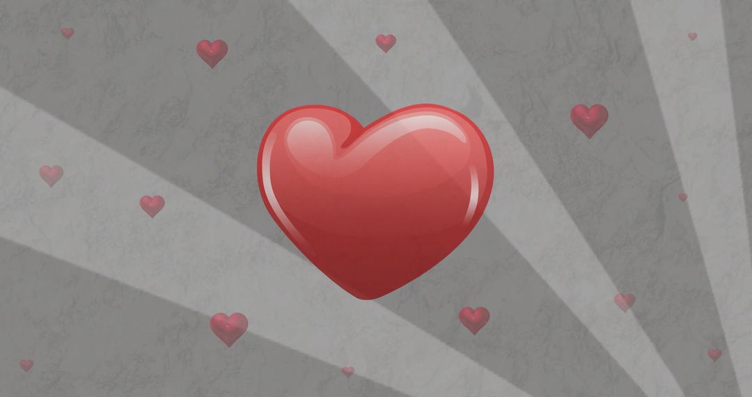 Stylized Red Hearts Over Grey Stripes Pattern Design