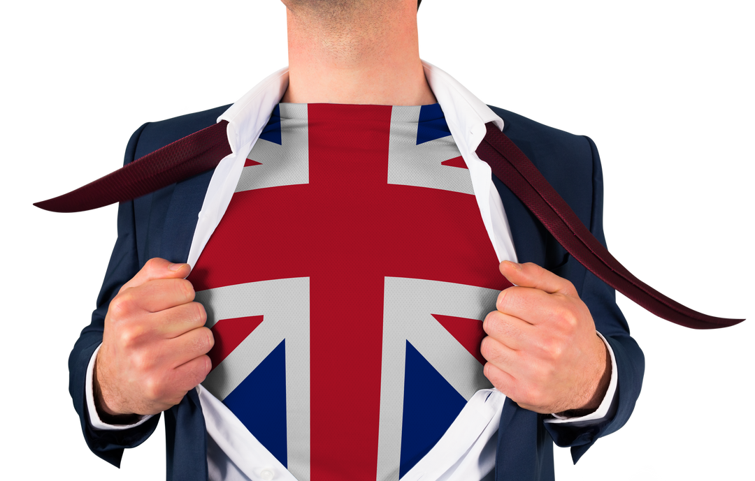 Businessman revealing union jack flag under suit representing UK patriotism concept - Download Free Stock Images Pikwizard.com