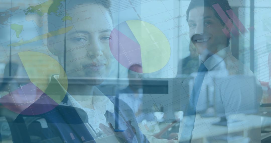 Global Business with Diverse Team and Financial Data