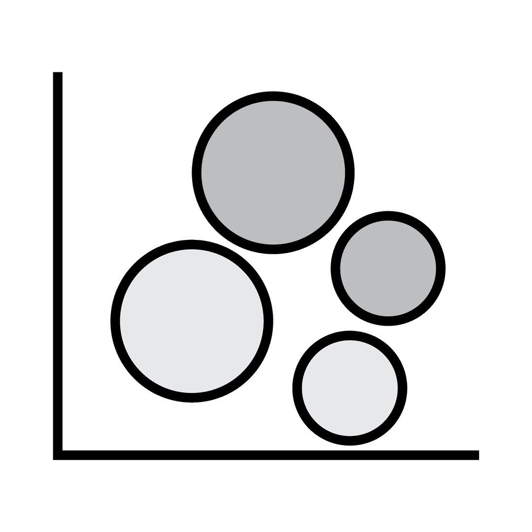 Vector Transparent Bubble Chart on Black Background