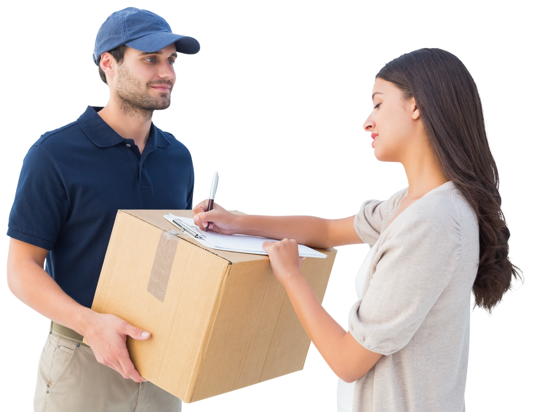 Transparent Delivery Man Interacting with Customer - Download Free Stock Images Pikwizard.com