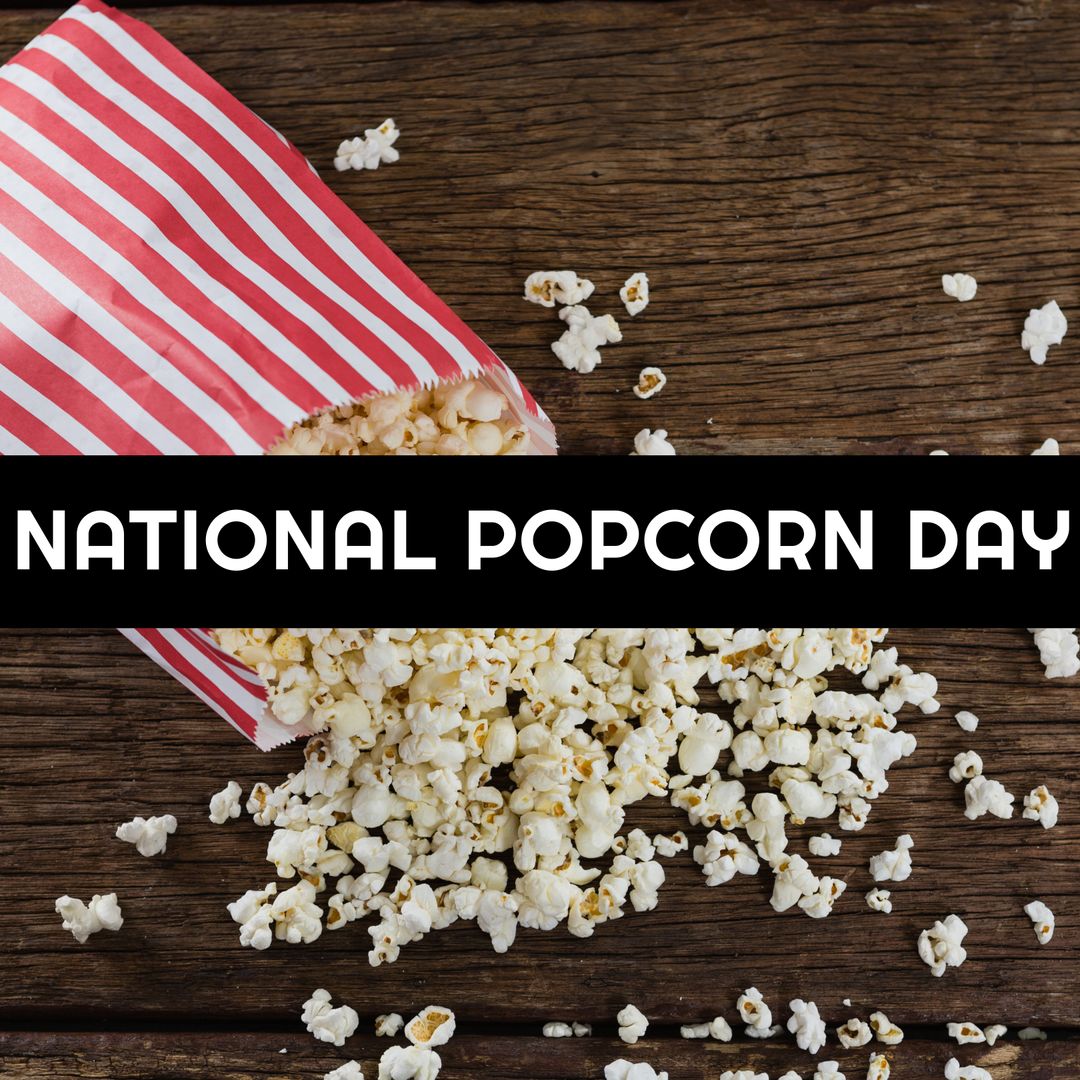 National Popcorn Day Celebration with Spilled Popcorn