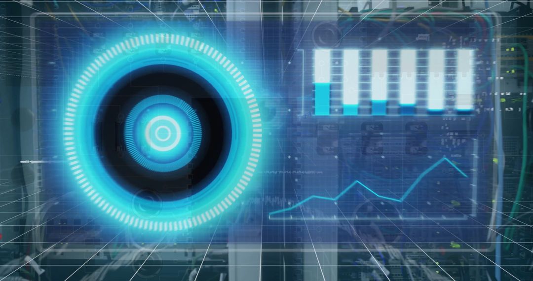 High-Tech Blue Data Interface Analyzing Digital Information