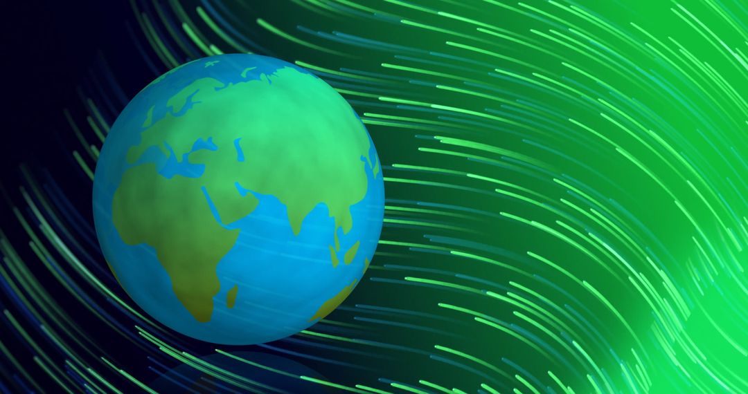 Glowing Light Trails Encircling Planet Earth in Motion