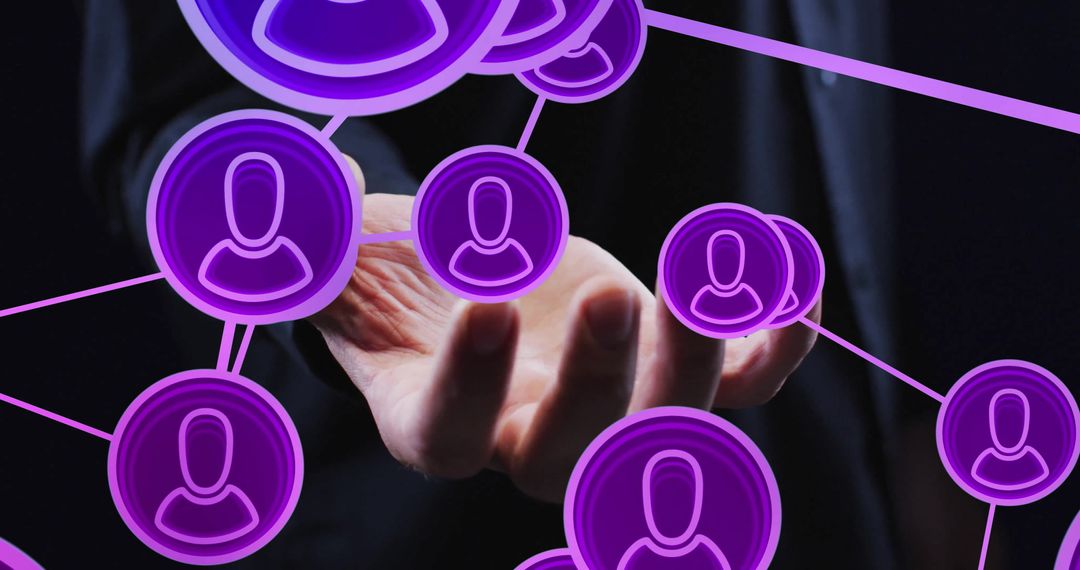 Futuristic Digital Network Connections in Human Hand