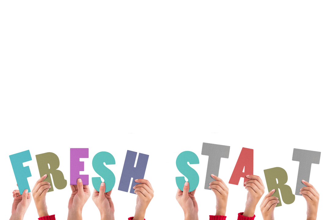 Transparent Hands Holding Colorful Fresh Start