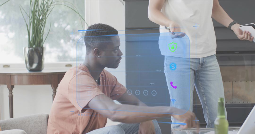 Collaborating with holographic AR interface while using smartphone in modern living room