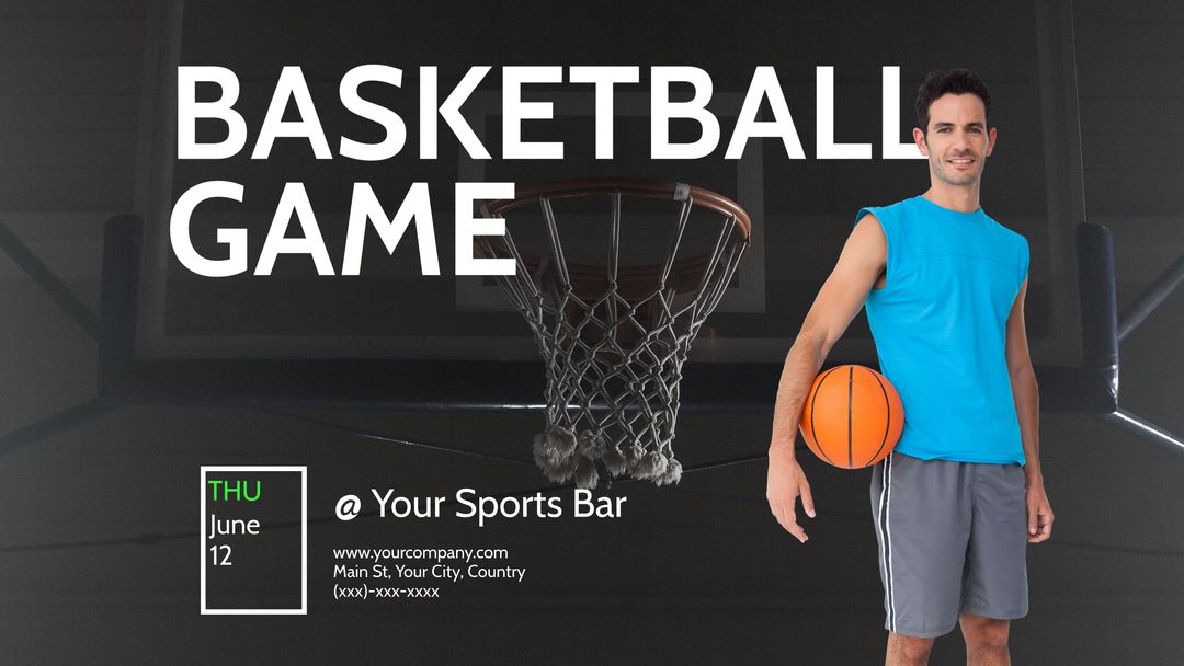 Basketball Game Ad with Enthusiastic Player at Sports Bar - Download Free Stock Templates Pikwizard.com