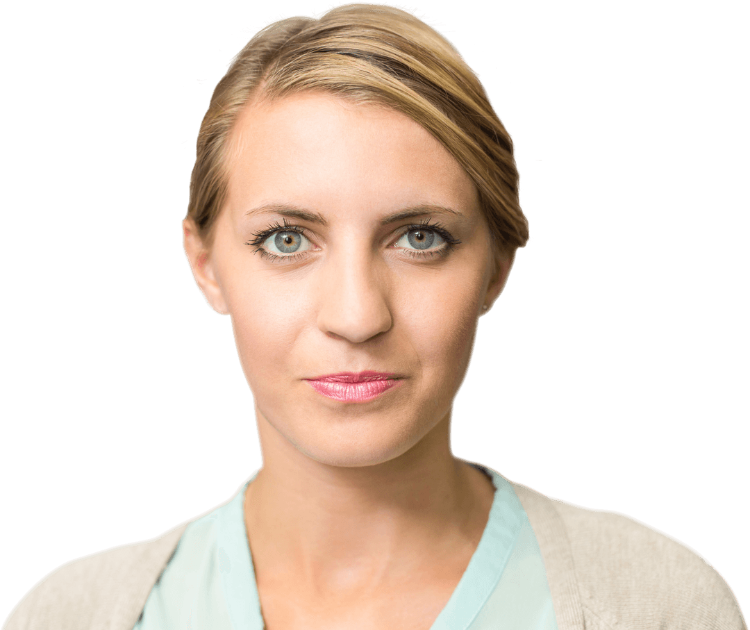 Transparent Portrait of Confident Young Woman Facing Forward