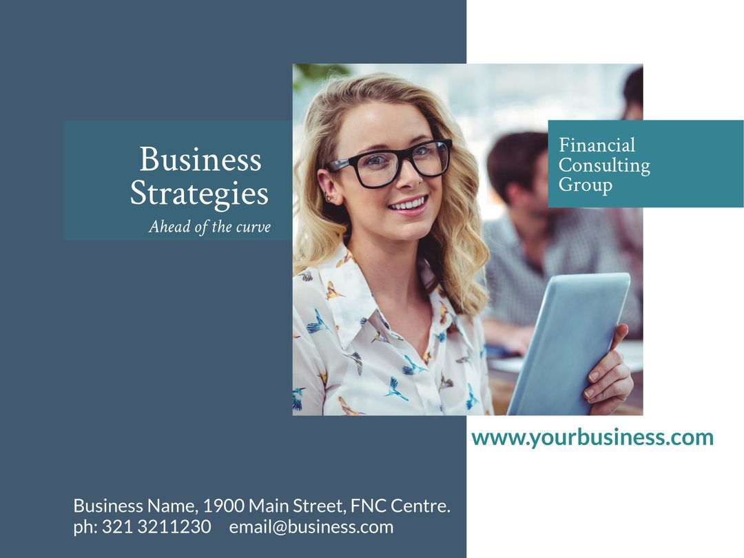 Professional Financial Consultant Confidently Holding Tablet