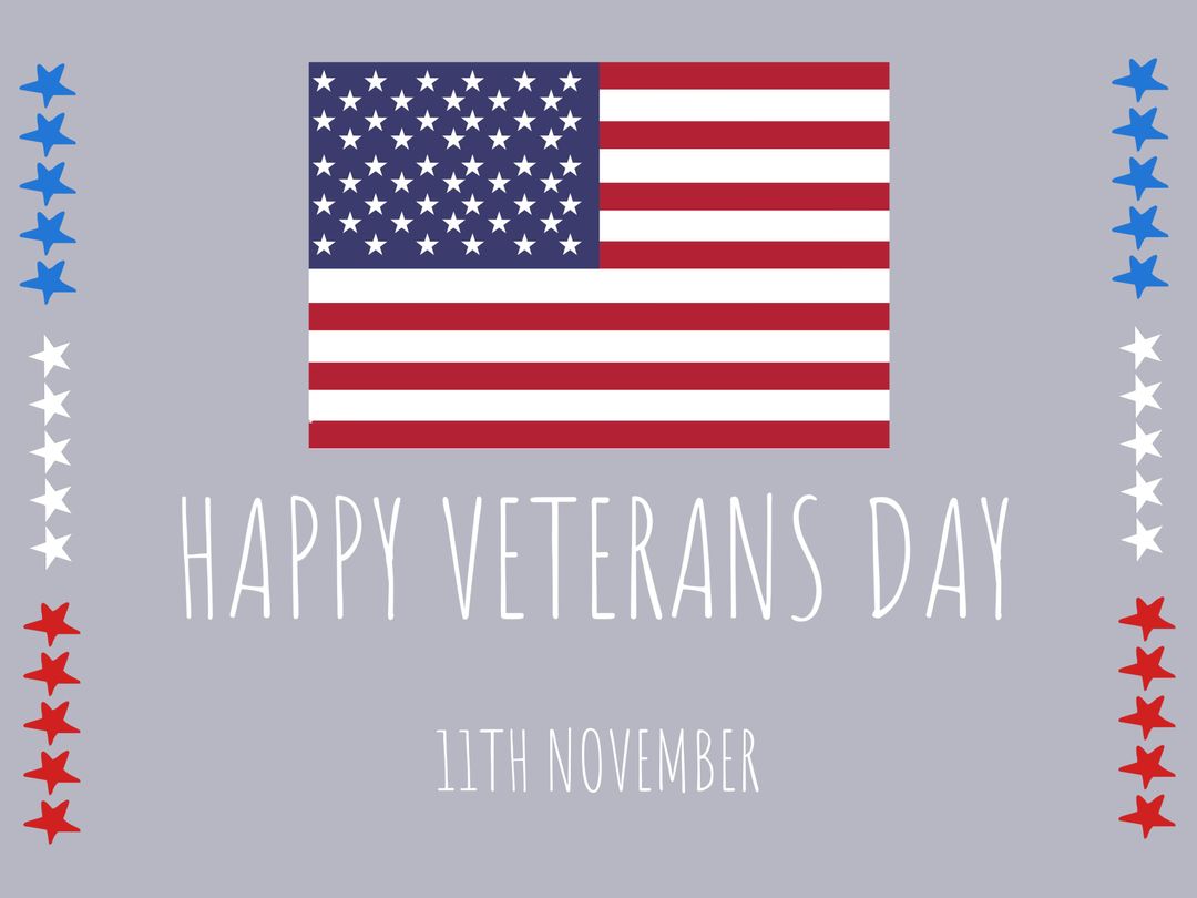 Veterans Day Greeting with American Flag and Patriotic Colors