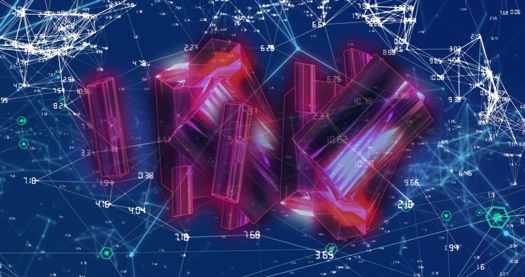 Digitally Rendered 3D Prisms in Futuristic Data Network