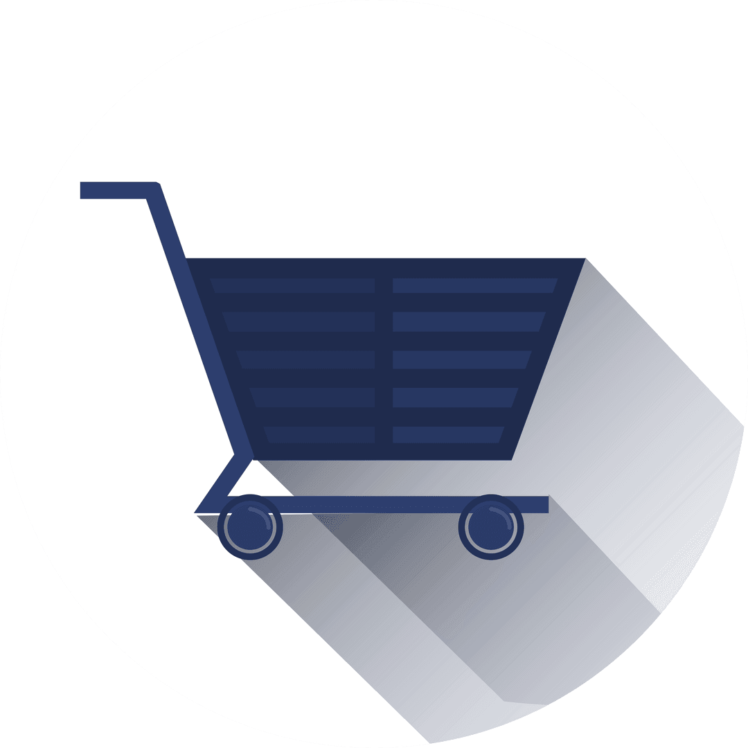 Transparent Shopping Cart Icon with Long Shadow
