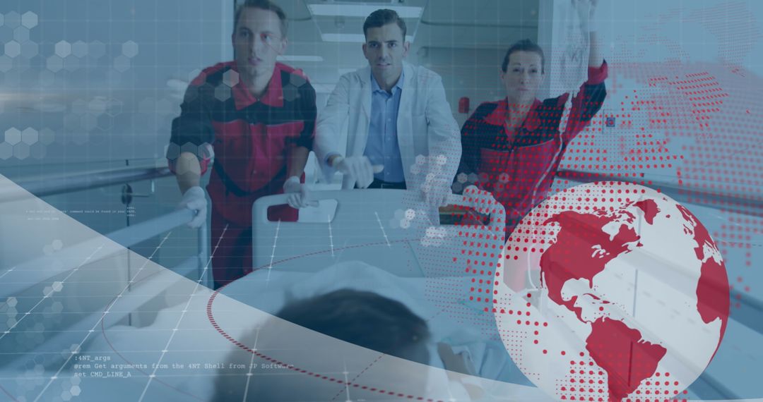 Multicultural Medical Team with Digital Global Network Overlay