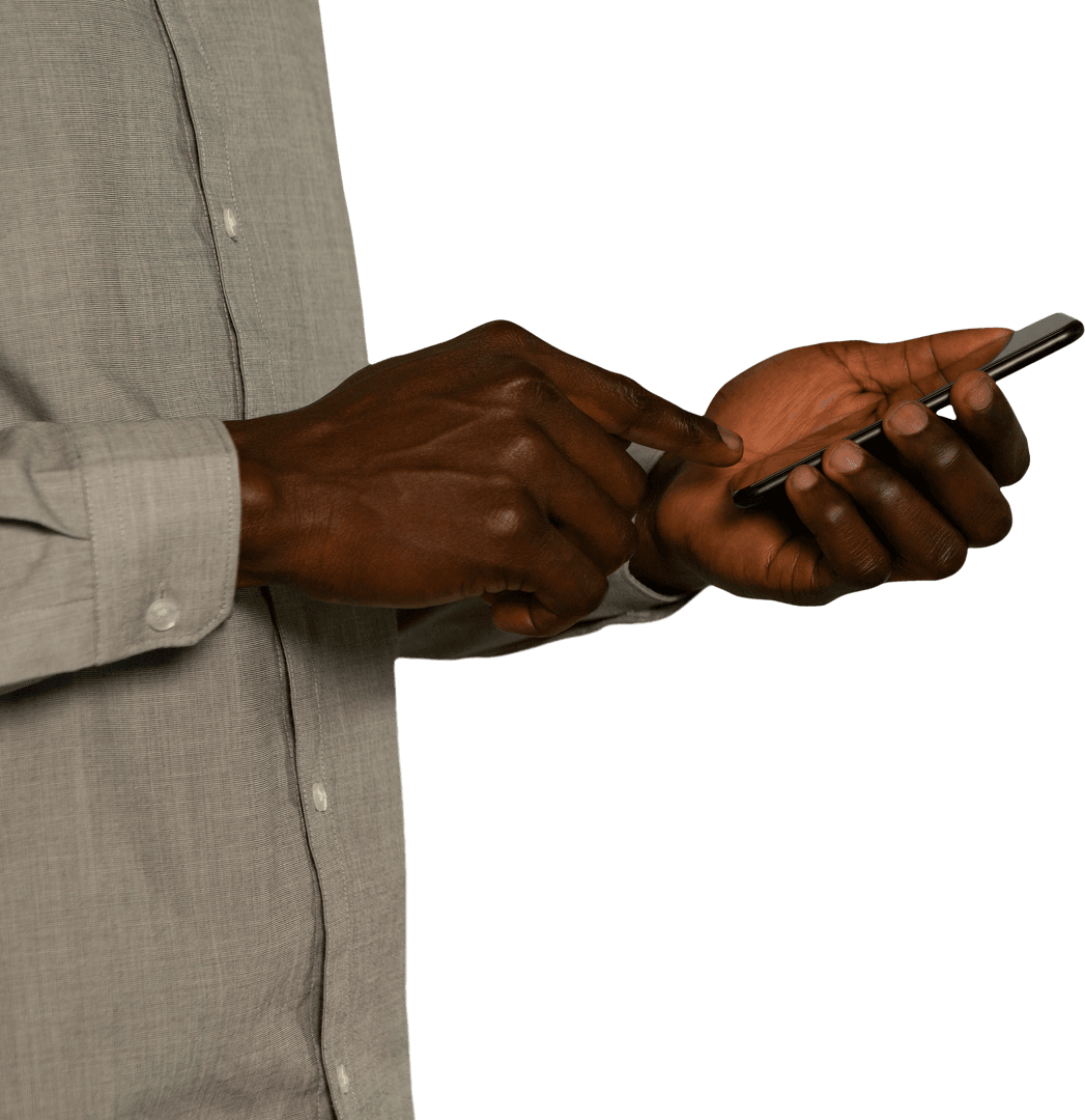 Close-up Transparent Mid-section Man Using Smartphone