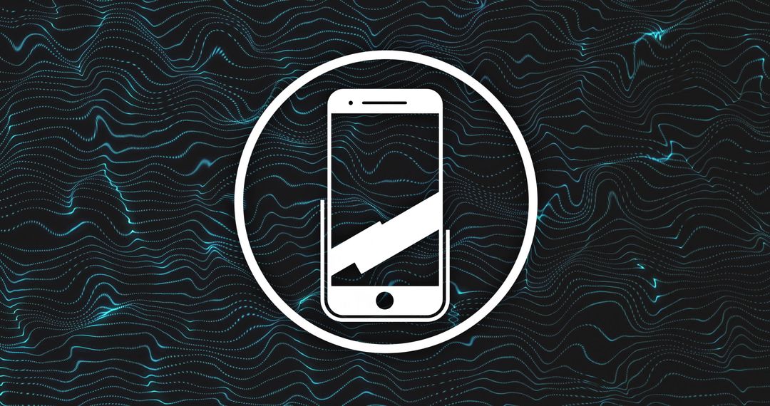 Abstract Smartphone Icon on Wavy Digital Background