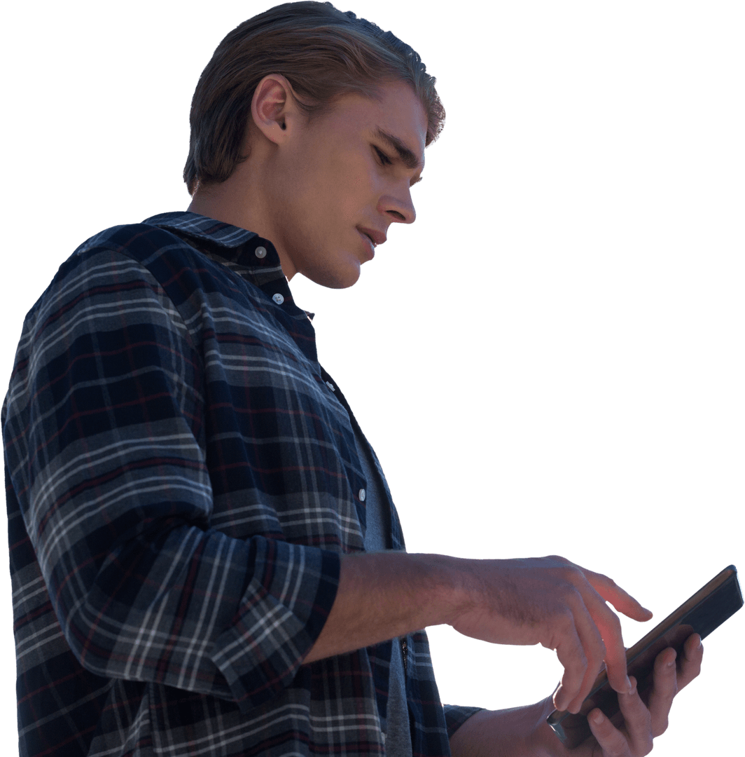 Transparent Tech-Savvy Person Using Tablet in Low Angle View