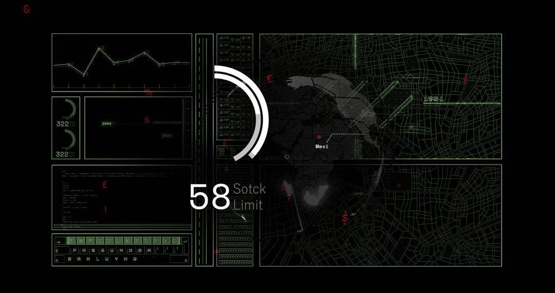High-Tech Global Data Interface with Digital Dashboard