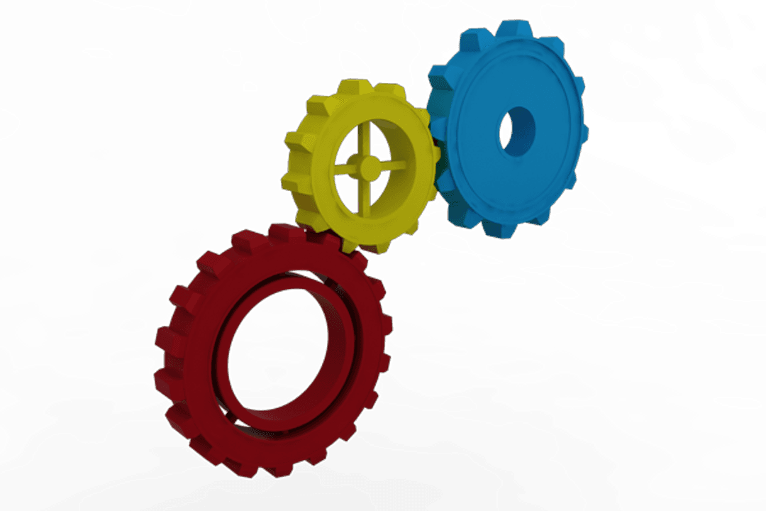 Colorful Transparent Gears Interlocking in Collaboration