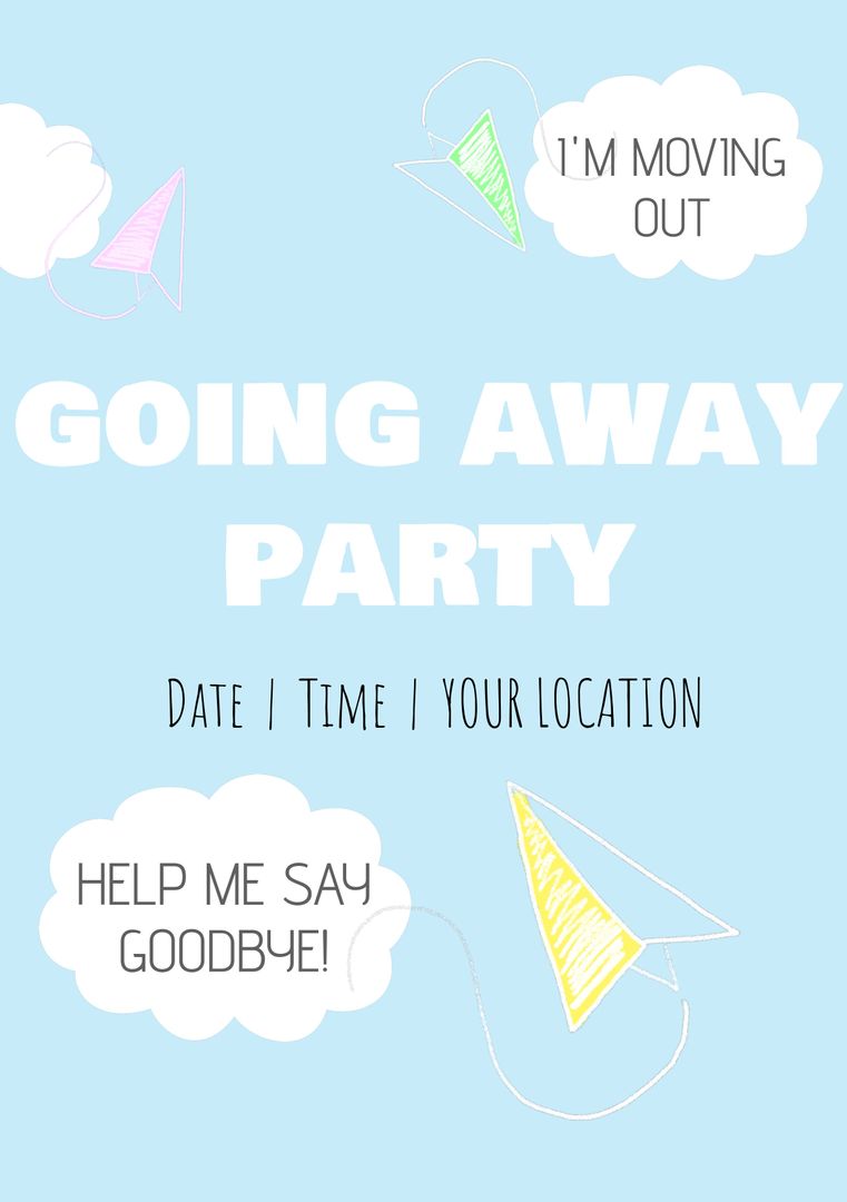 Whimsical Paper Plane Going Away Party Invite Template - Download Free Stock Templates Pikwizard.com