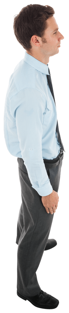 Transparent Side Profile of Businessman Standing Serious