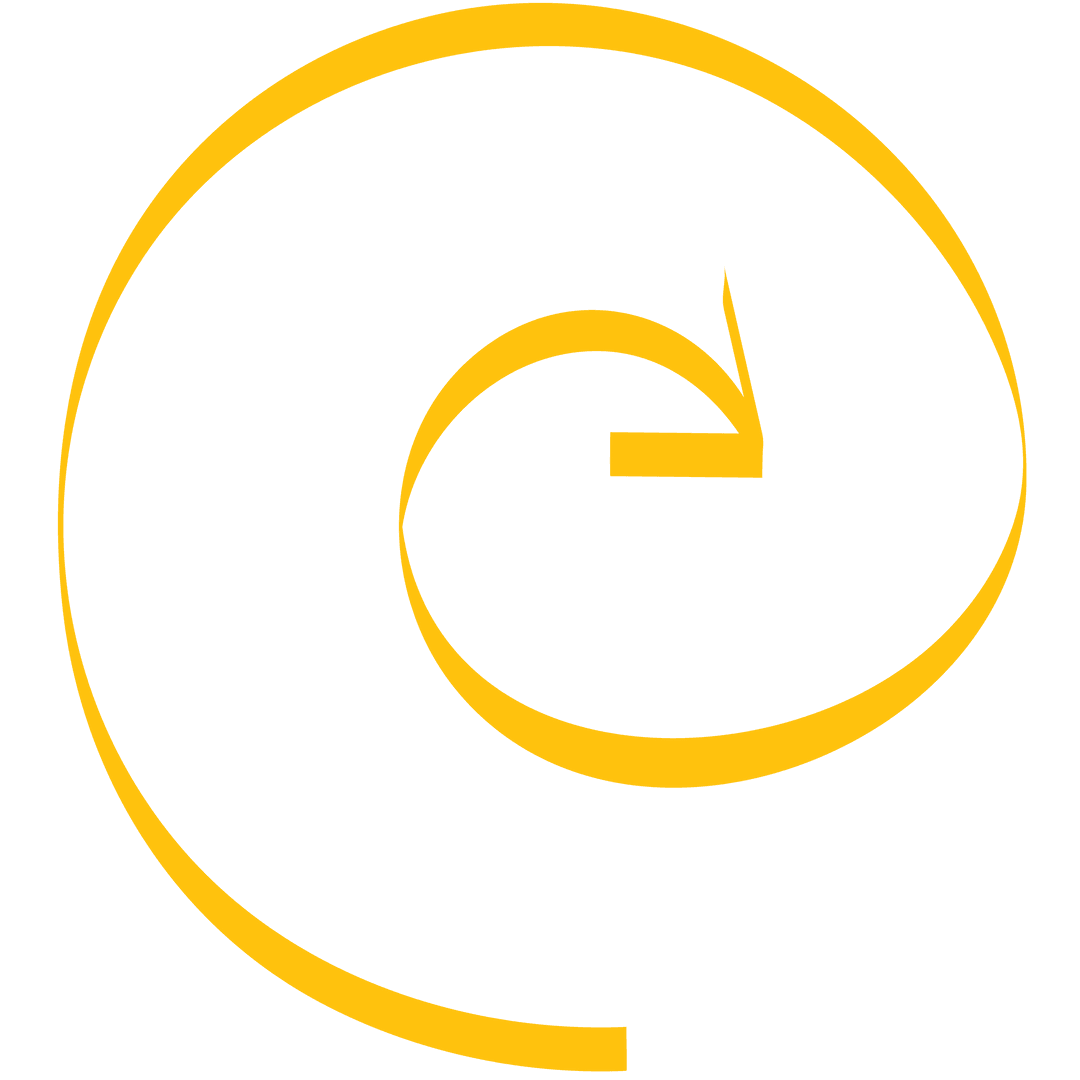 Yellow Arrow Swirl Illustrating Motion on Transparent Background