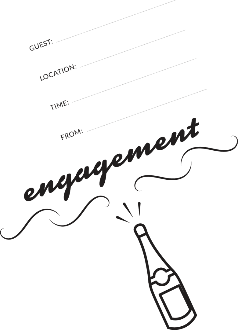 Elegant Transparent Engagement Invitation with Champagne