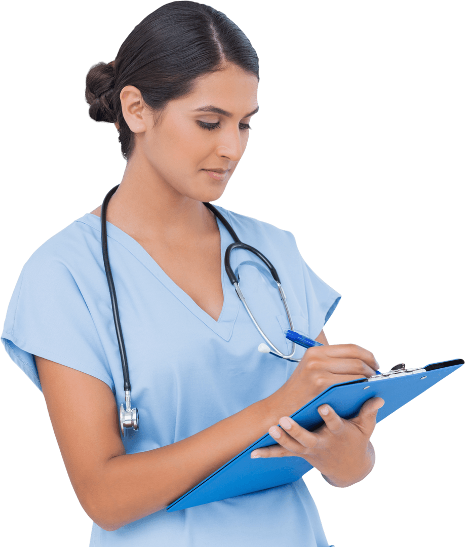 Biracial Female Doctor Writing Notes Transparent Background
