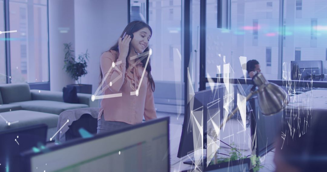 Modern Businesswoman Analyzing Data Trends in Office