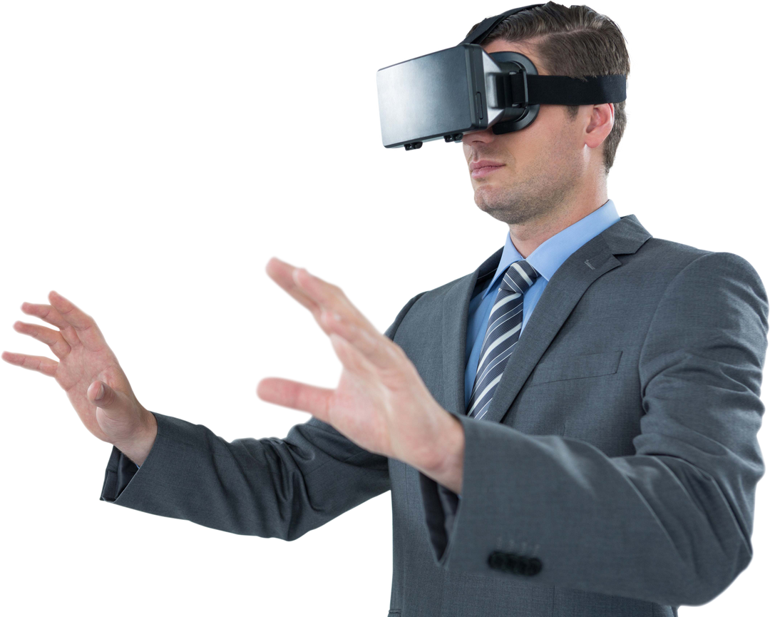 Businessman Engaging with Virtual World in Transparent VR Experience - Download Free Stock Images Pikwizard.com