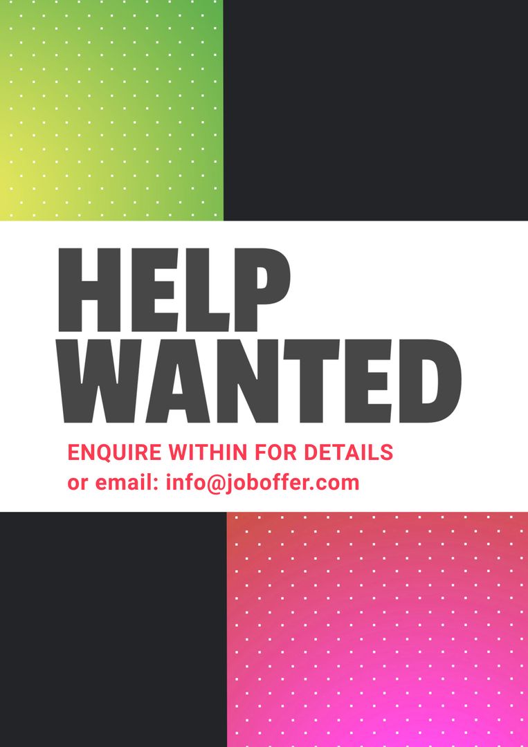 Bold Help Wanted Sign Against Vibrant Dotted Background - Download Free Stock Templates Pikwizard.com