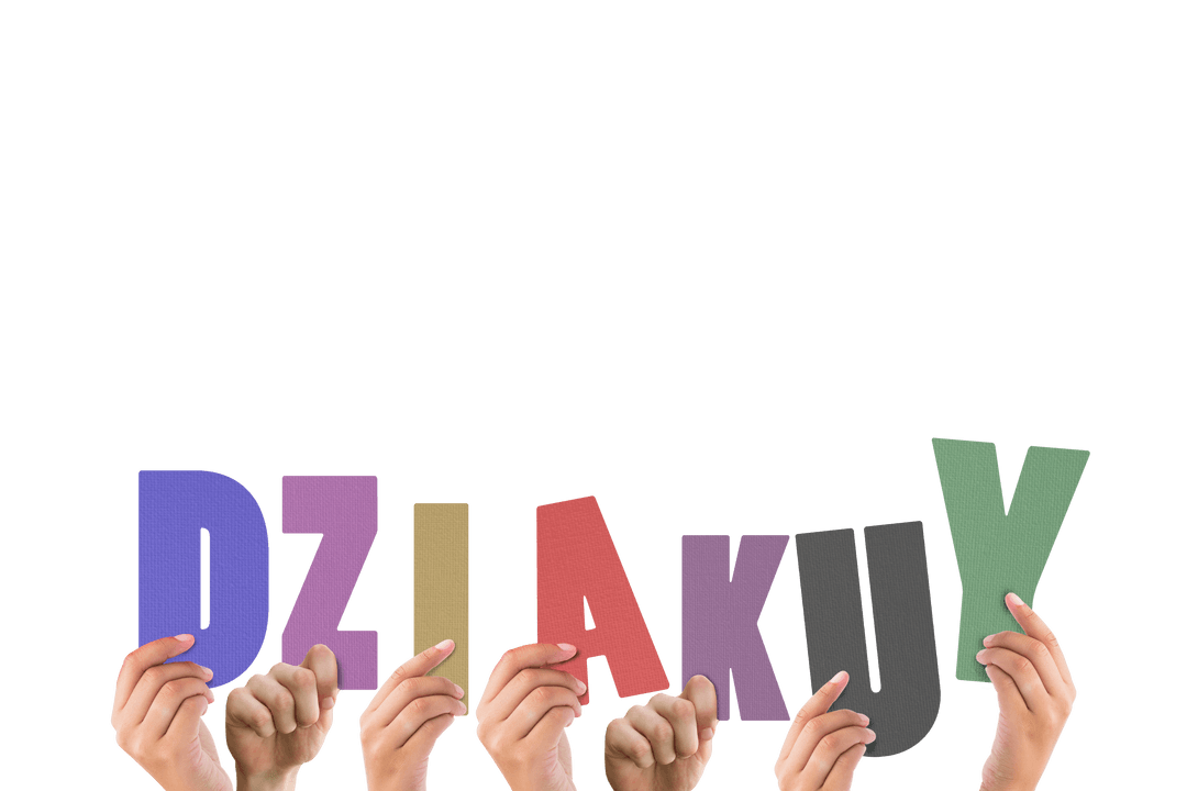 Transparent Multicolored Letters Spelling Belarusian Thank You