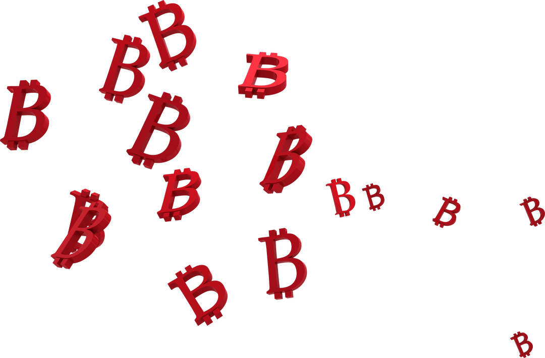 Floating Red Letter B Drift on Transparent Background