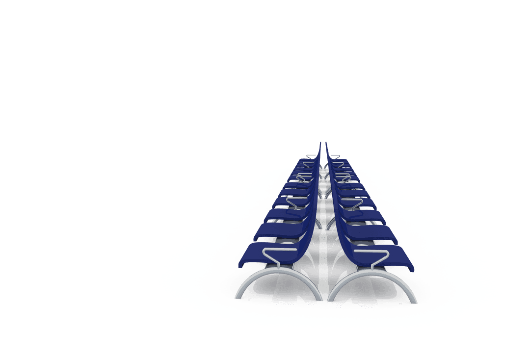 Modern Blue Waiting Room Chairs on Transparent Background