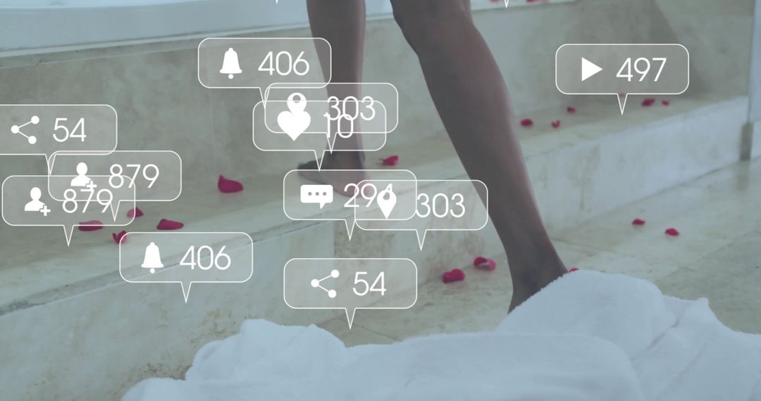 Digital Interface with Woman Enjoying Self-Care Activity