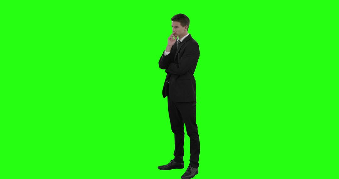 Businessman Thinking Isolated on Green Screen - Free Images, Stock Photos and Pictures on Pikwizard.com