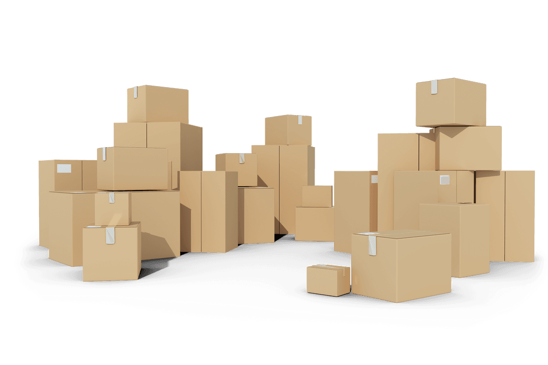 Cardboard Boxes Illustration with Transparent Background