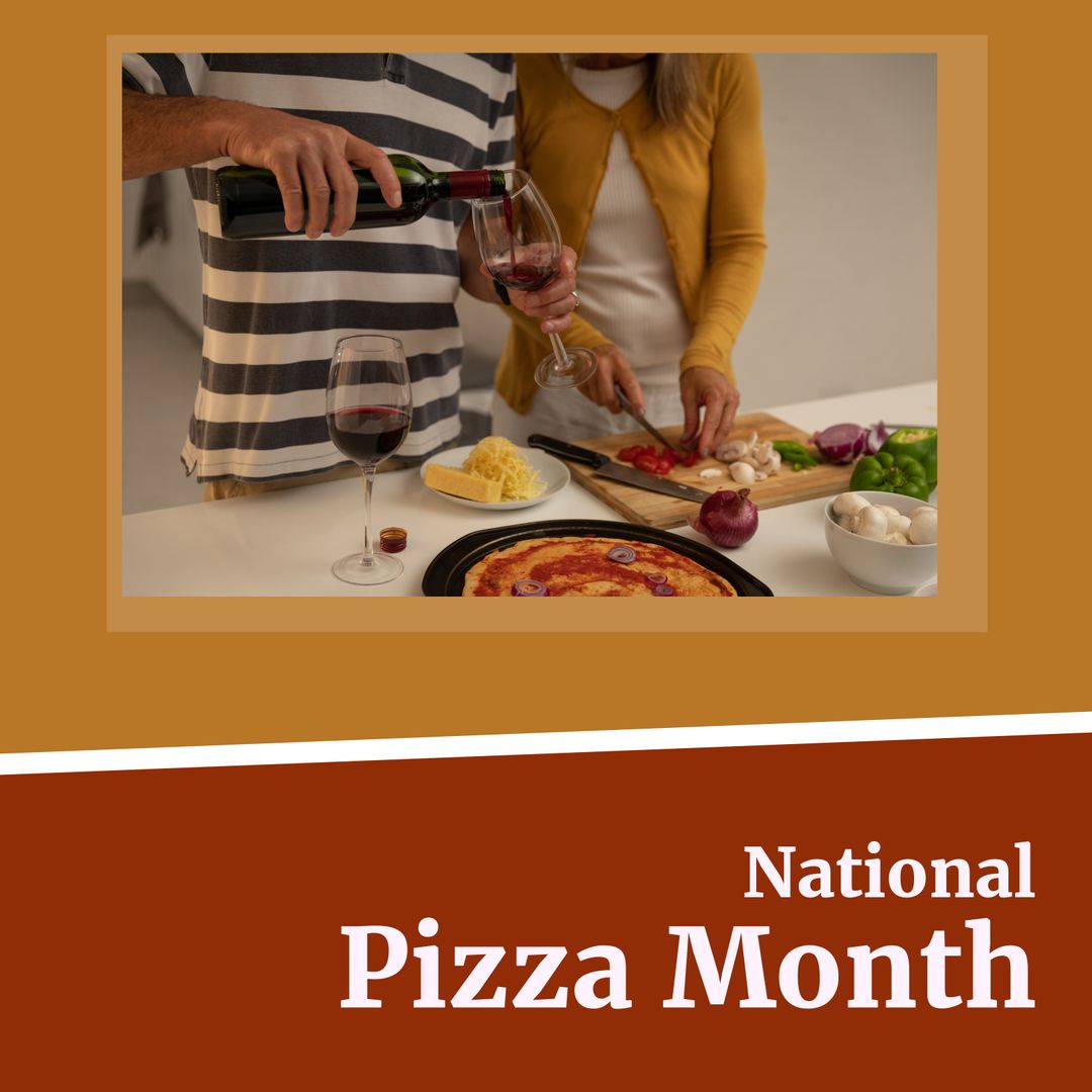 Couples Cooking with Wine During National Pizza Month Celebration