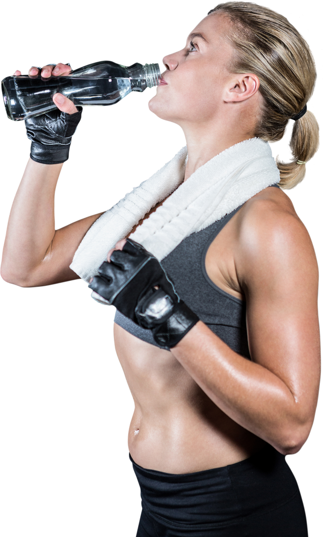 Transparent Muscular Woman Drinking Water After Workout - Download Free Stock Images Pikwizard.com