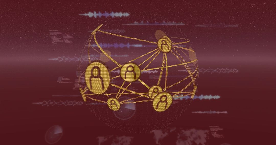 Futuristic Digital Network on Abstract Red Background