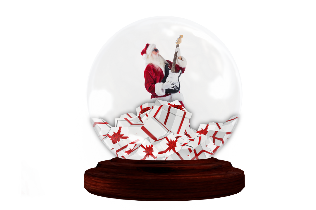 Transparent Snow Globe with Santa Claus Rocking Guitar and Gifts - Download Free Stock Images Pikwizard.com