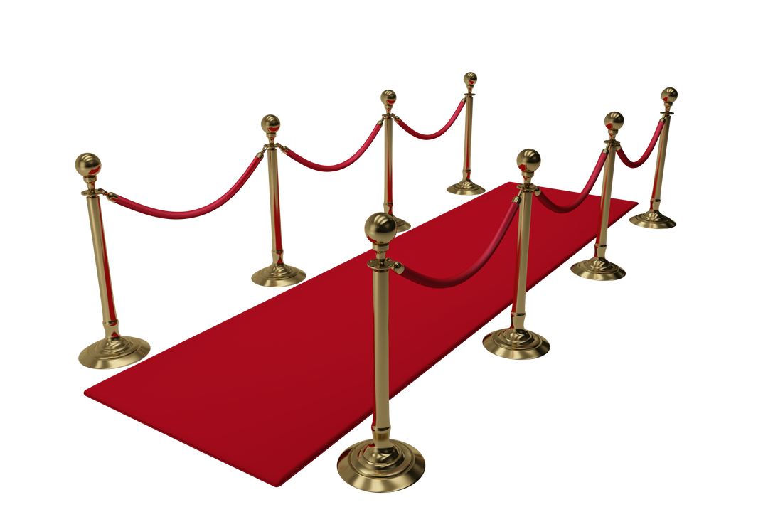 Transparent Red Carpet with Silver Railings on Clear Background - Download Free Stock Images Pikwizard.com