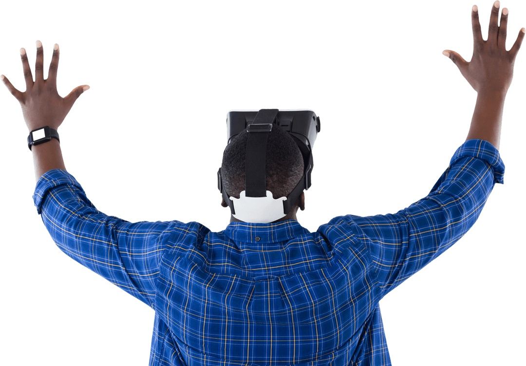 Transparent Man Enjoying Virtual Reality Technology