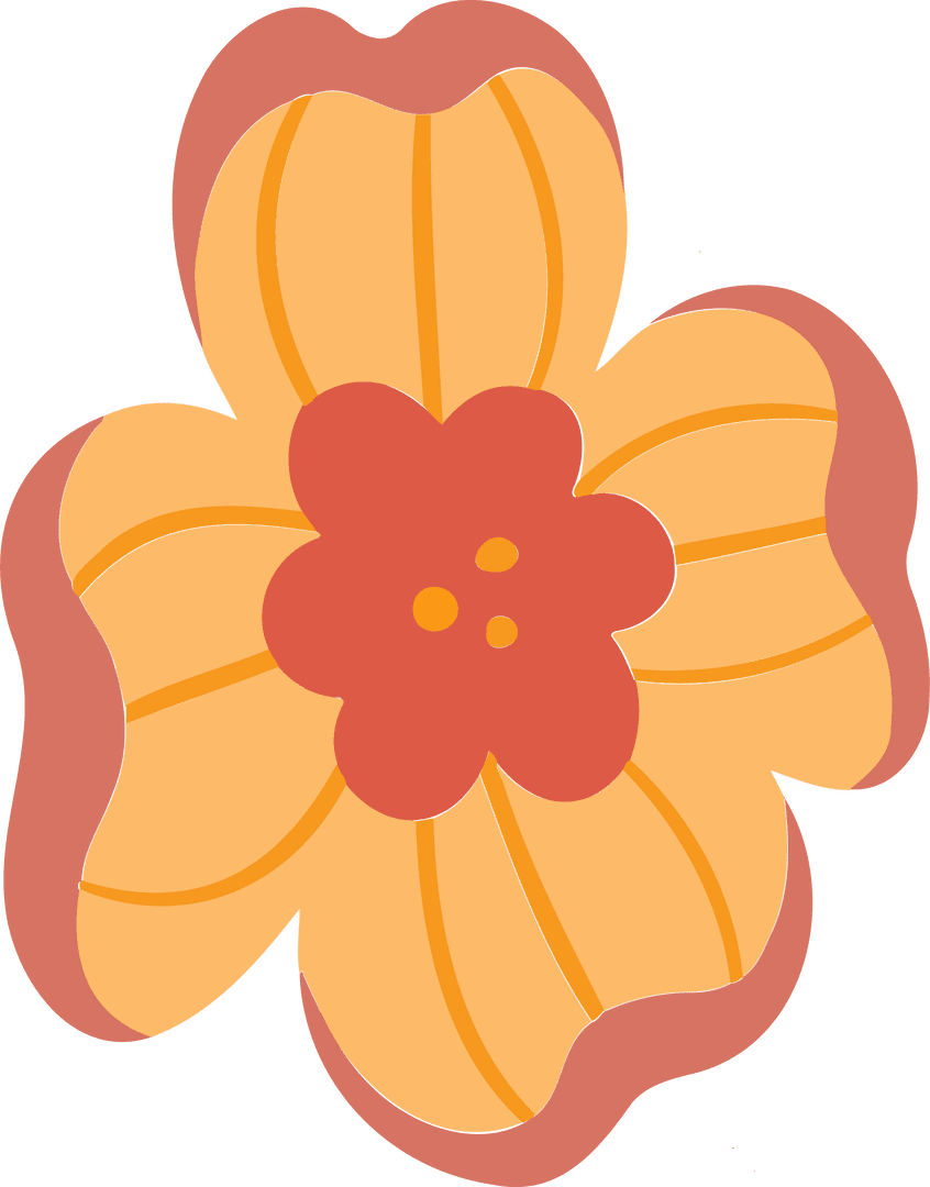 Orange Flower Illustration with Transparent Background