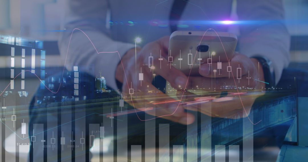 Digital Financial Analysis and Businessman Using Smartphone
