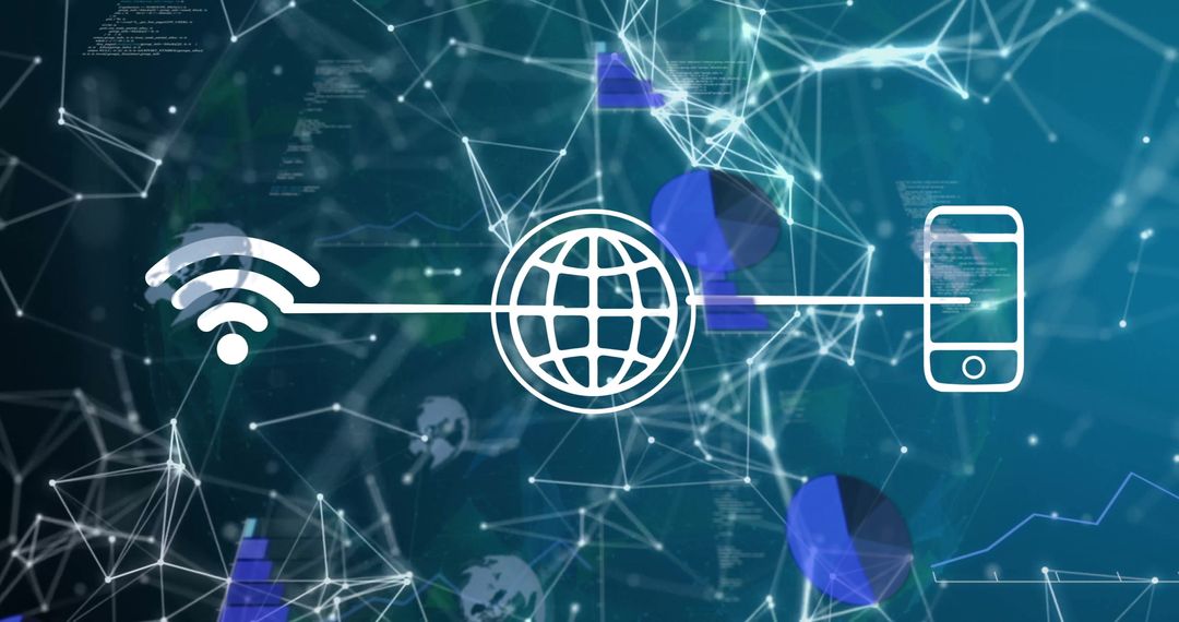 Digital Connectivity with WiFi and Smartphone Icons in Network Illustration