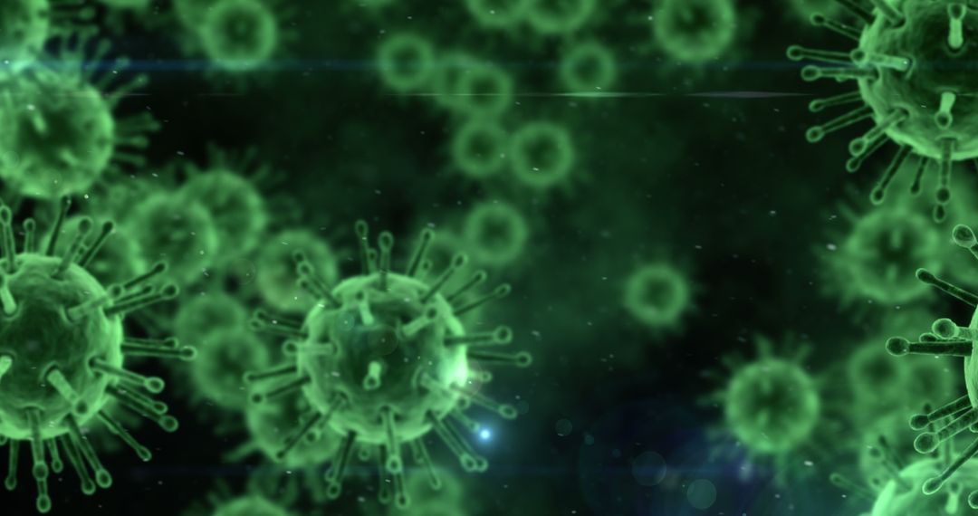 Microscopic View of Green Viruses in Dark Background - Free Images, Stock Photos and Pictures on Pikwizard.com